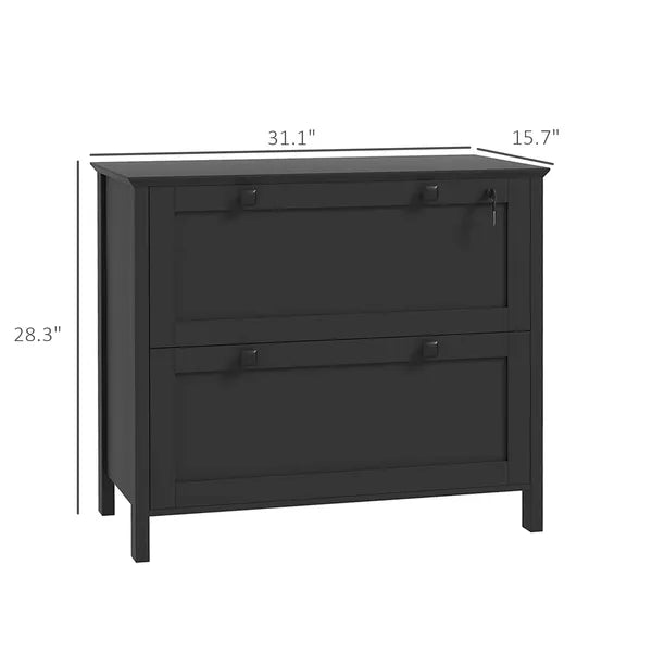 HOMCOM Lateral File Cabinet, 2 Drawer Filing Cabinet with Adjustable Hanging Bar for Letter, A4 and Legal Size, Black - product image 3
