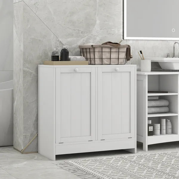 Kleankin Laundry Efficiency: White 2-Compartment Tilt-Out Hamper Storage Cabinet - product image 8