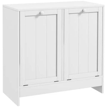 Kleankin Laundry Efficiency: White 2-Compartment Tilt-Out Hamper Storage Cabinet - product image 1