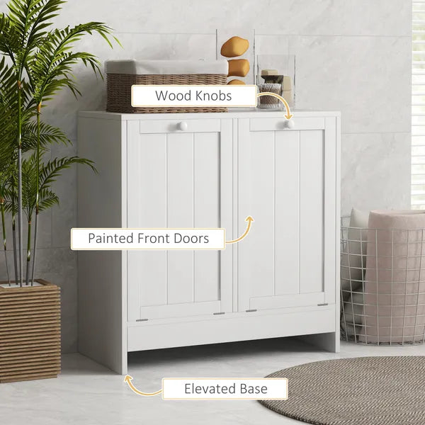 Kleankin Laundry Efficiency: White 2-Compartment Tilt-Out Hamper Storage Cabinet - product image 6