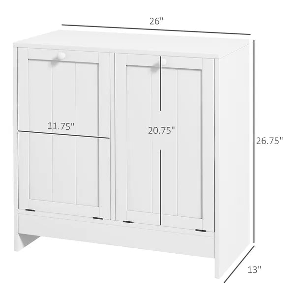 Kleankin Laundry Efficiency: White 2-Compartment Tilt-Out Hamper Storage Cabinet - product image 3