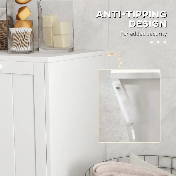 Kleankin Laundry Efficiency: White 2-Compartment Tilt-Out Hamper Storage Cabinet - product image 7