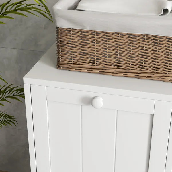 Kleankin Laundry Efficiency: White 2-Compartment Tilt-Out Hamper Storage Cabinet - product image 11