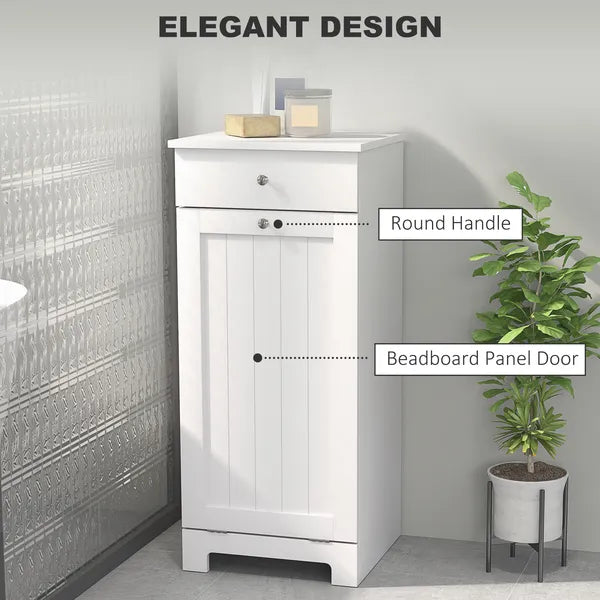 Laundry Hamper Cabinet, Laundry Cabinet with Tilt Out Laundry Basket and Drawer, White - product image 7