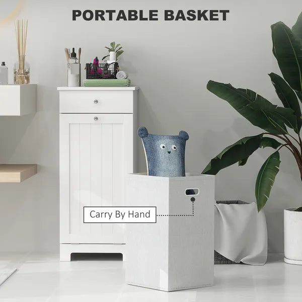 Laundry Hamper Cabinet, Laundry Cabinet with Tilt Out Laundry Basket and Drawer, White - product image 5