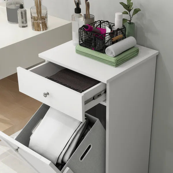 Laundry Hamper Cabinet, Laundry Cabinet with Tilt Out Laundry Basket and Drawer, White - product image 8