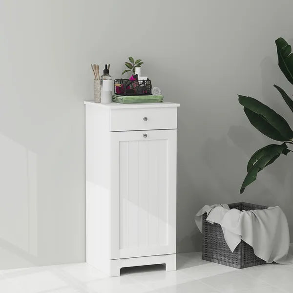 Laundry Hamper Cabinet, Laundry Cabinet with Tilt Out Laundry Basket and Drawer, White - product image 10