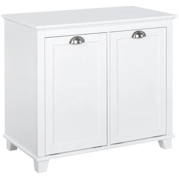 HOMCOM Laundry Organizer Freestanding Bathroom Cabinet 2 Tilt Out Hamper White - product image 1