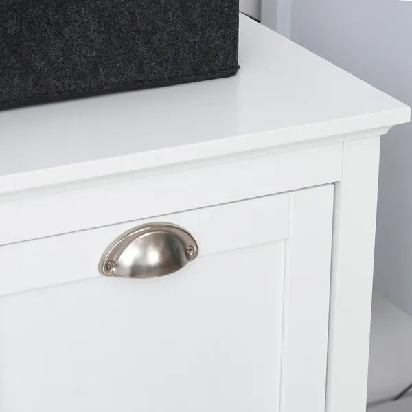 HOMCOM Laundry Organizer Freestanding Bathroom Cabinet 2 Tilt Out Hamper White - product image 8
