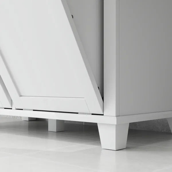 HOMCOM Laundry Organizer Freestanding Bathroom Cabinet 2 Tilt Out Hamper White - product image 9