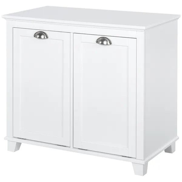 HOMCOM Laundry Organizer Freestanding Bathroom Cabinet 2 Tilt Out Hamper White - product image 11