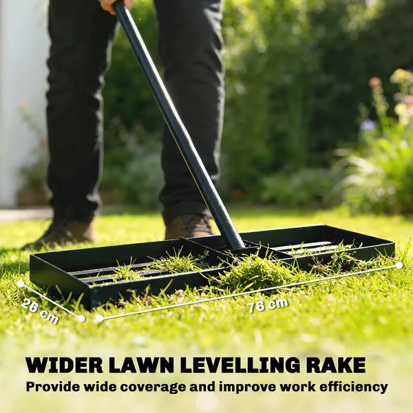 Outsunny Lawn Leveling Rake, 30" x 10" Heavy-Duty Yard Leveling Rake with 66.5" Handle for Backyard, Golf Course - product image 4