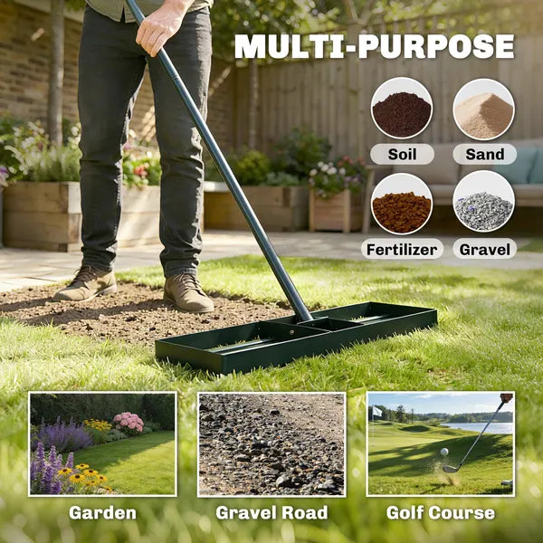 Outsunny Lawn Leveling Rake, 30" x 10" Heavy-Duty Yard Leveling Rake with 66.5" Handle for Backyard, Golf Course - product image 5