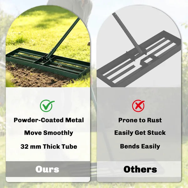 Outsunny Lawn Leveling Rake, 30" x 10" Heavy-Duty Yard Leveling Rake with 66.5" Handle for Backyard, Golf Course - product image 6