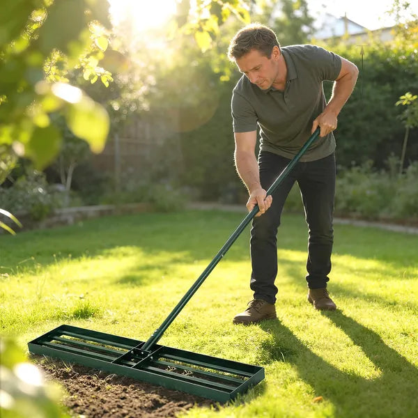 Outsunny 36 Inch Lawn Leveling Rake with 66.5 Inch Handle Green - product image 2