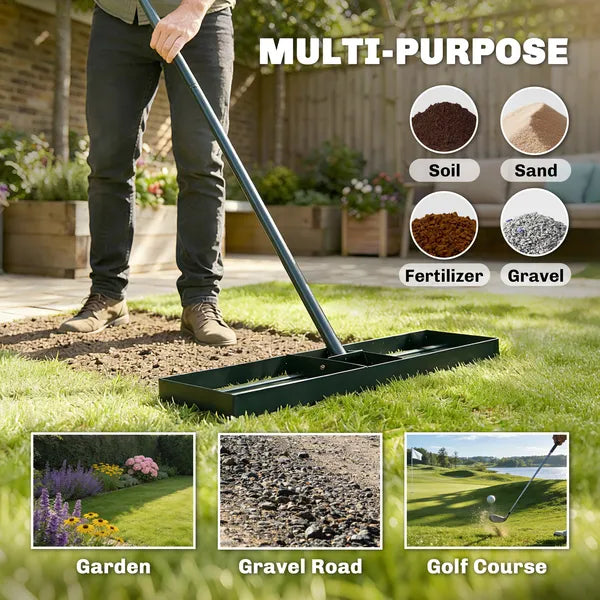 Outsunny 36 Inch Lawn Leveling Rake with 66.5 Inch Handle Green - product image 5