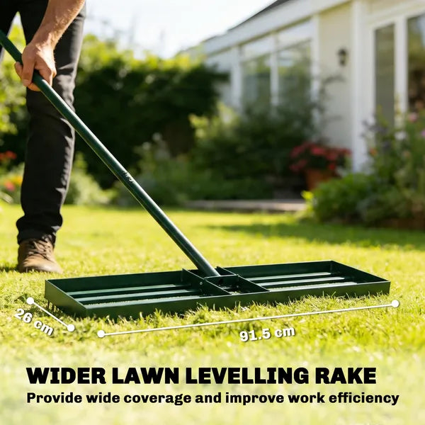 Outsunny 36 Inch Lawn Leveling Rake with 66.5 Inch Handle Green - product image 4