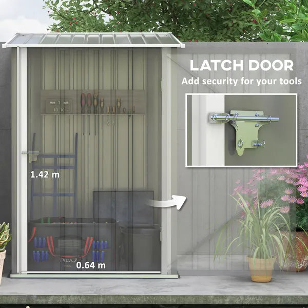 Lean-to Garden Storage Shed 3.3x3.4 ft Galvanized Steel with Lockable Door Gray - product image 5