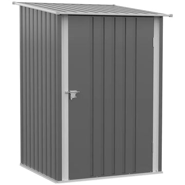 Lean-to Garden Storage Shed 3.3x3.4 ft Galvanized Steel with Lockable Door Gray - product image 1