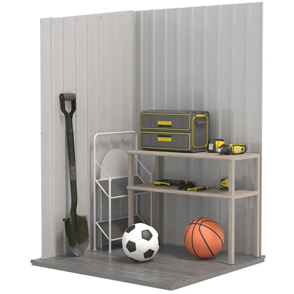 Lean-to Garden Storage Shed 3.3x3.4 ft Galvanized Steel with Lockable Door Gray - product image 7