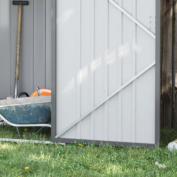 Lean-to Garden Storage Shed 3.3x3.4 ft Galvanized Steel with Lockable Door Gray - product image 8