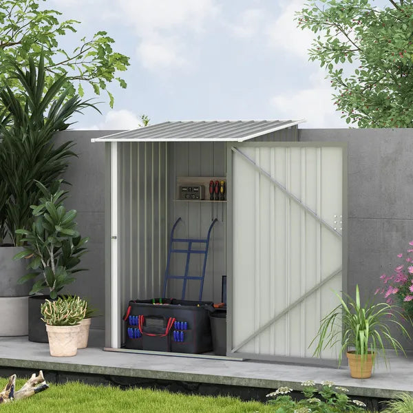 Lean-to Garden Storage Shed 3.3x3.4 ft Galvanized Steel with Lockable Door Gray - product image 10