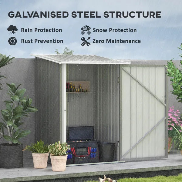 Lean-to Garden Storage Shed 3.3x3.4 ft Galvanized Steel with Lockable Door Gray - product image 4