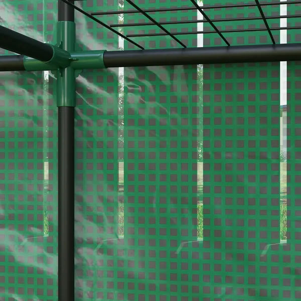 Outsunny Lean-to Greenhouse with 3 Tier Shelves, Portable Greenhouse with PE Cover, 2 Roll-Up Doors, 56.7" x 18.9" x 59.8", Green - product image 9