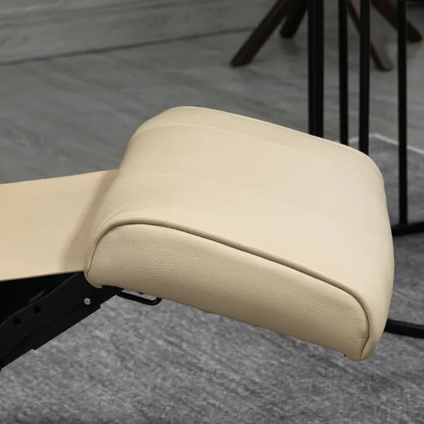 HOMCOM Leather Manual Recliner, Adjustable Swivel Lounge Chair with Footrest, Armrest and Wrapped Wood Base for Living Room, Cream White - product image 7