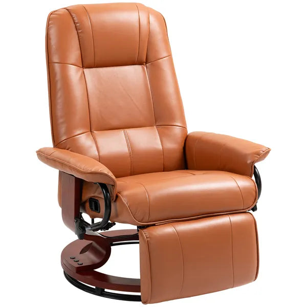 HOMCOM Leather Manual Recliner Adjustable Swivel Lounge Chair with Footrest Armrest and Wrapped Wood Base for Living Room, Light Brown - product image 11