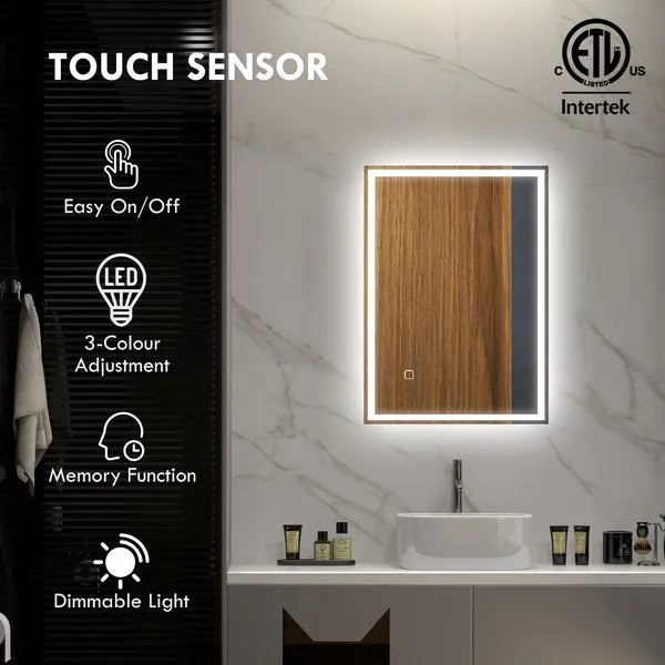HOMCOM LED Bathroom Vanity Mirror 32x24 Inch Smart Touch Dimmable 3 Colors Makeup Mirror - product image 4