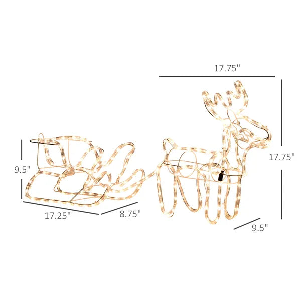 Outsunny LED Christmas Reindeer and Sleigh Decoration 35 Warm White Lights Steel Frame for Yard Indoor Outdoor - product image 3