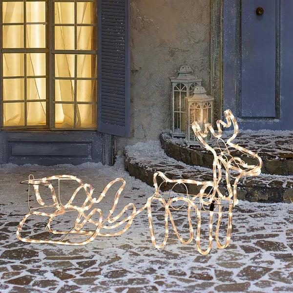 Outsunny LED Christmas Reindeer and Sleigh Decoration 35 Warm White Lights Steel Frame for Yard Indoor Outdoor - product image 2