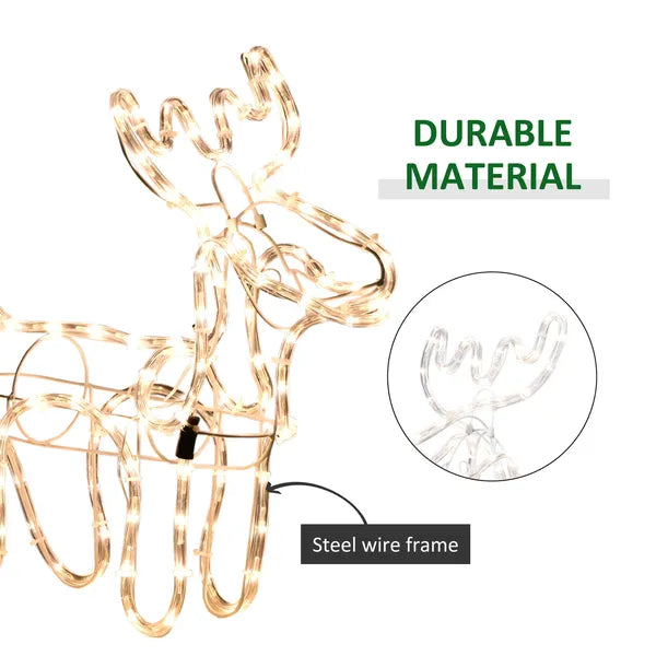 Outsunny LED Christmas Reindeer and Sleigh Decoration 35 Warm White Lights Steel Frame for Yard Indoor Outdoor - product image 6