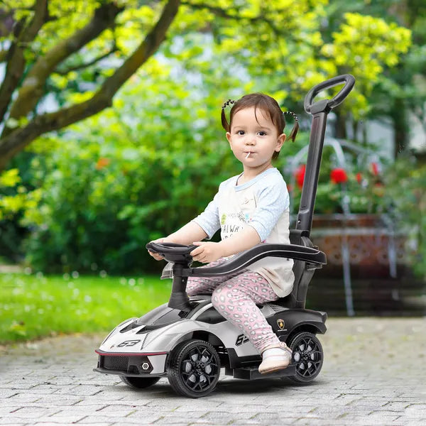 Aosom Licensed 2-in-1 Toddler Ride On Push Car Walker, Interactive Steering Wheel, Engine Sounds, Manual Push-Along Toy, White - product image 10