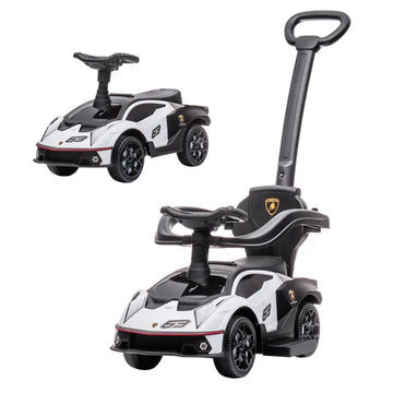 Aosom Licensed 2-in-1 Toddler Ride On Push Car Walker, Interactive Steering Wheel, Engine Sounds, Manual Push-Along Toy, White - product image 1
