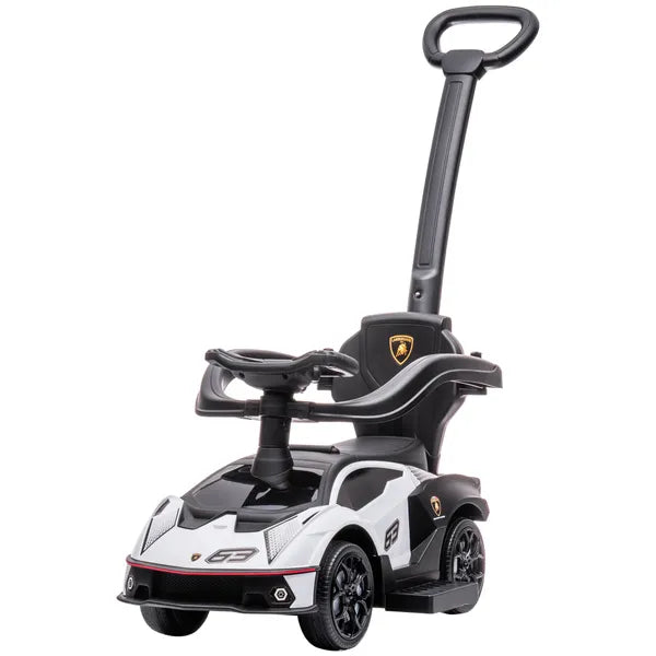 Aosom Licensed 2-in-1 Toddler Ride On Push Car Walker, Interactive Steering Wheel, Engine Sounds, Manual Push-Along Toy, White - product image 11