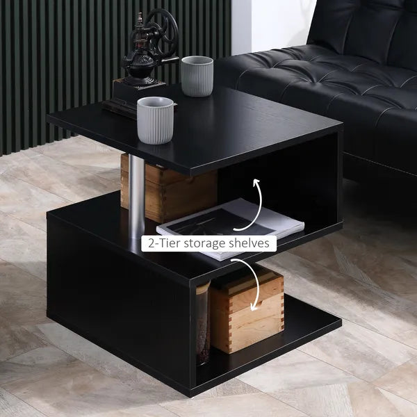 HOMCOM Lift Top Coffee Table Designer S-Shaped Black 3-Tier Side Table Multi Level with 2 Steel Support Poles - product image 5