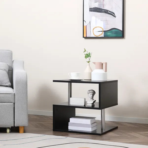 HOMCOM Lift Top Coffee Table Designer S-Shaped Black 3-Tier Side Table Multi Level with 2 Steel Support Poles - product image 10