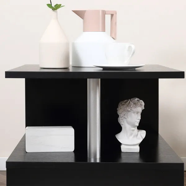 HOMCOM Lift Top Coffee Table Designer S-Shaped Black 3-Tier Side Table Multi Level with 2 Steel Support Poles - product image 8
