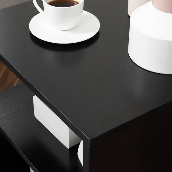 HOMCOM Lift Top Coffee Table Designer S-Shaped Black 3-Tier Side Table Multi Level with 2 Steel Support Poles - product image 7