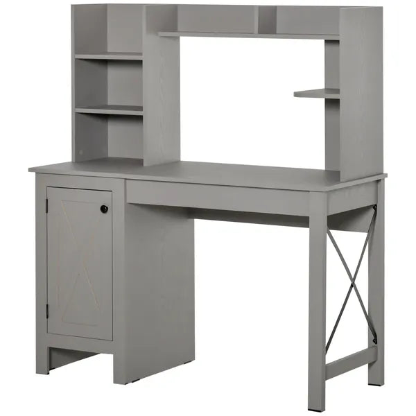 Light Grey Computer Desk with Bookshelves Cabinet Home Office Desk Storage Shelves Study Table - product image 11