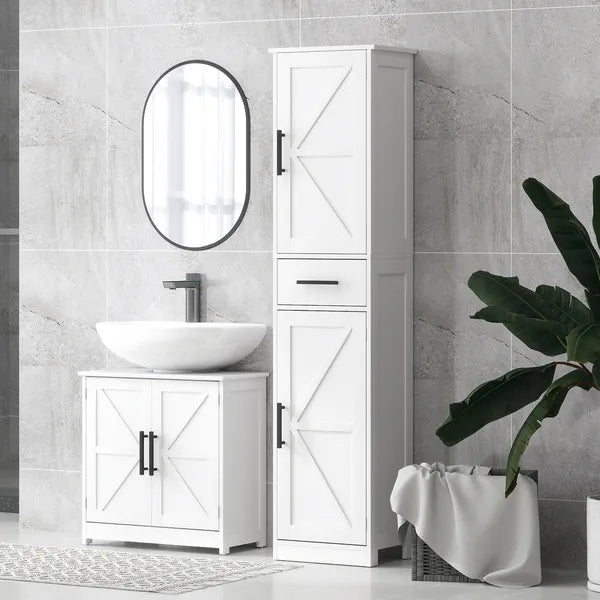 HOMCOM Linen Cabinet Bathroom with Drawer, 67 Inch Tall Bathroom Storage Cabinet with Doors and Shelves, Farmhouse Style, White - product image 10