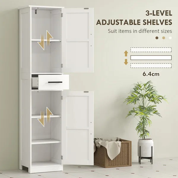 HOMCOM Linen Cabinet Bathroom with Drawer, 67 Inch Tall Bathroom Storage Cabinet with Doors and Shelves, Farmhouse Style, White - product image 6