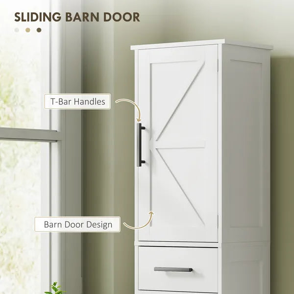 HOMCOM Linen Cabinet Bathroom with Drawer, 67 Inch Tall Bathroom Storage Cabinet with Doors and Shelves, Farmhouse Style, White - product image 4