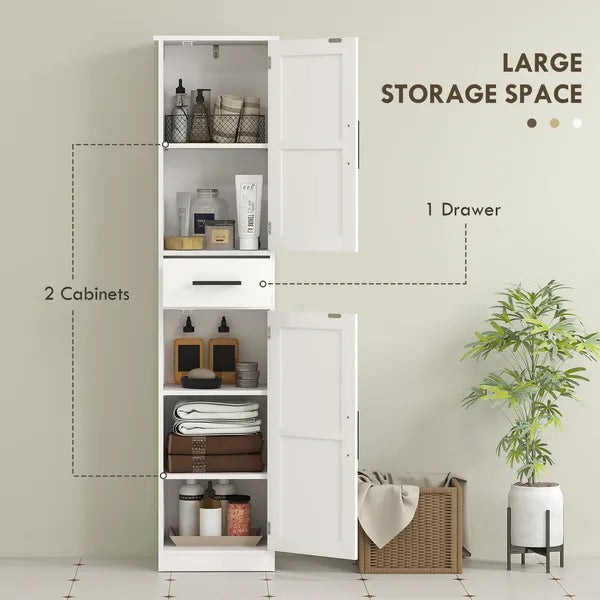 HOMCOM Linen Cabinet Bathroom with Drawer, 67 Inch Tall Bathroom Storage Cabinet with Doors and Shelves, Farmhouse Style, White - product image 5
