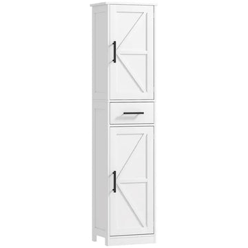 HOMCOM Linen Cabinet Bathroom with Drawer, 67 Inch Tall Bathroom Storage Cabinet with Doors and Shelves, Farmhouse Style, White - product image 1