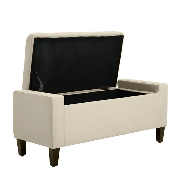 HOMCOM Linen Tufted Storage Ottoman Bench with Lift Top for Spacious Living Room Entryway Bedroom Decor Beige - product image 11