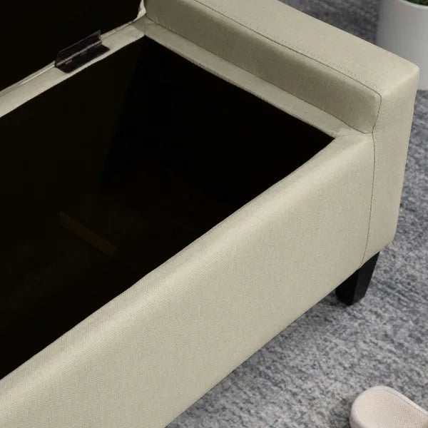 HOMCOM Linen Tufted Storage Ottoman Bench with Lift Top for Spacious Living Room Entryway Bedroom Decor Beige - product image 7