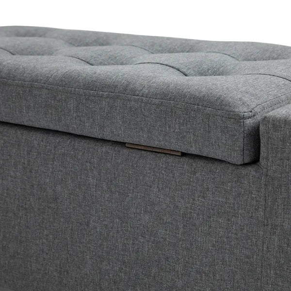 HOMCOM Linen Upholstered Storage Ottoman with Lift-Top Design Space-Saving Gray - product image 7